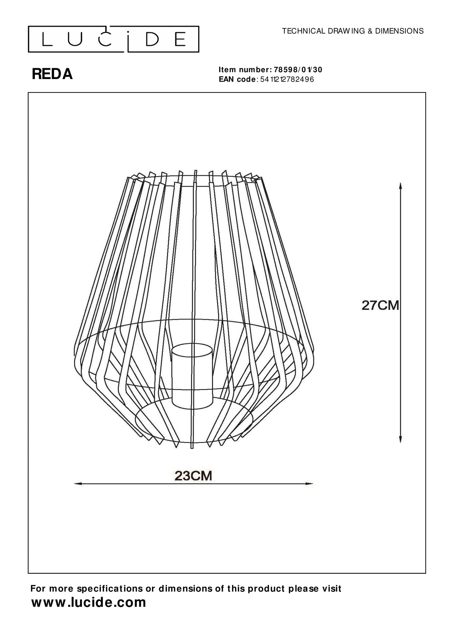 Lucide REDA - Table lamp - 1xE27 - Black