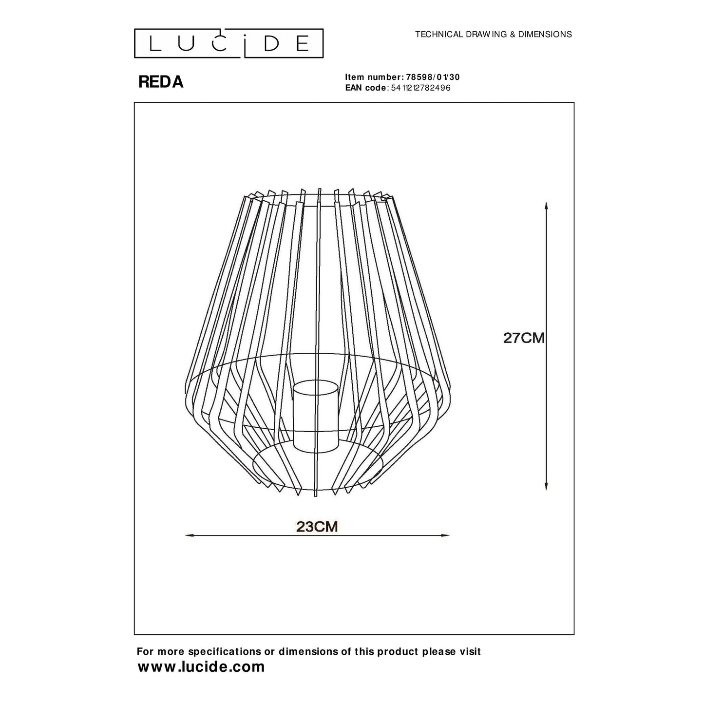 Lucide REDA - Table lamp - 1xE27 - Black