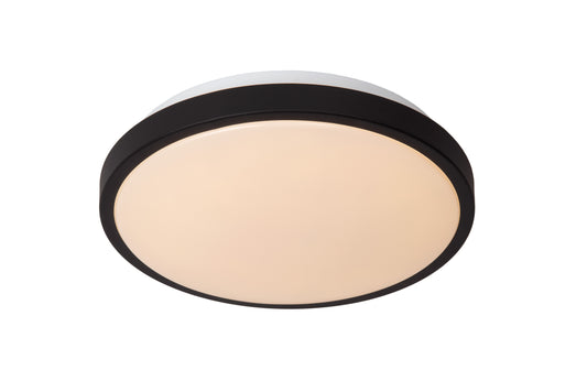 Lucide DASHER - Flush ceiling light Bathroom - Ø 29,3 cm - LED - 1x12W 2700K - IP44 - Motion & Day/Night Sensor - Black