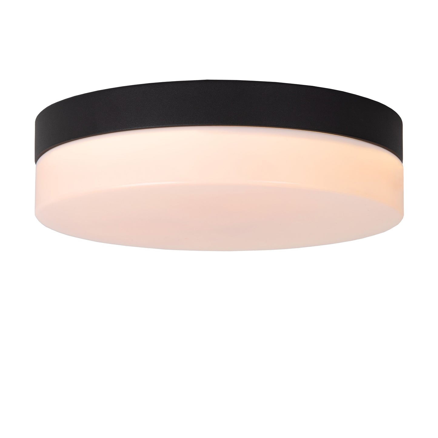 Lucide BISKIT - Flush ceiling light Bathroom - Ø 23 cm - LED - 1x12W 2700K - IP44 - Motion & Day/Night Sensor - Black