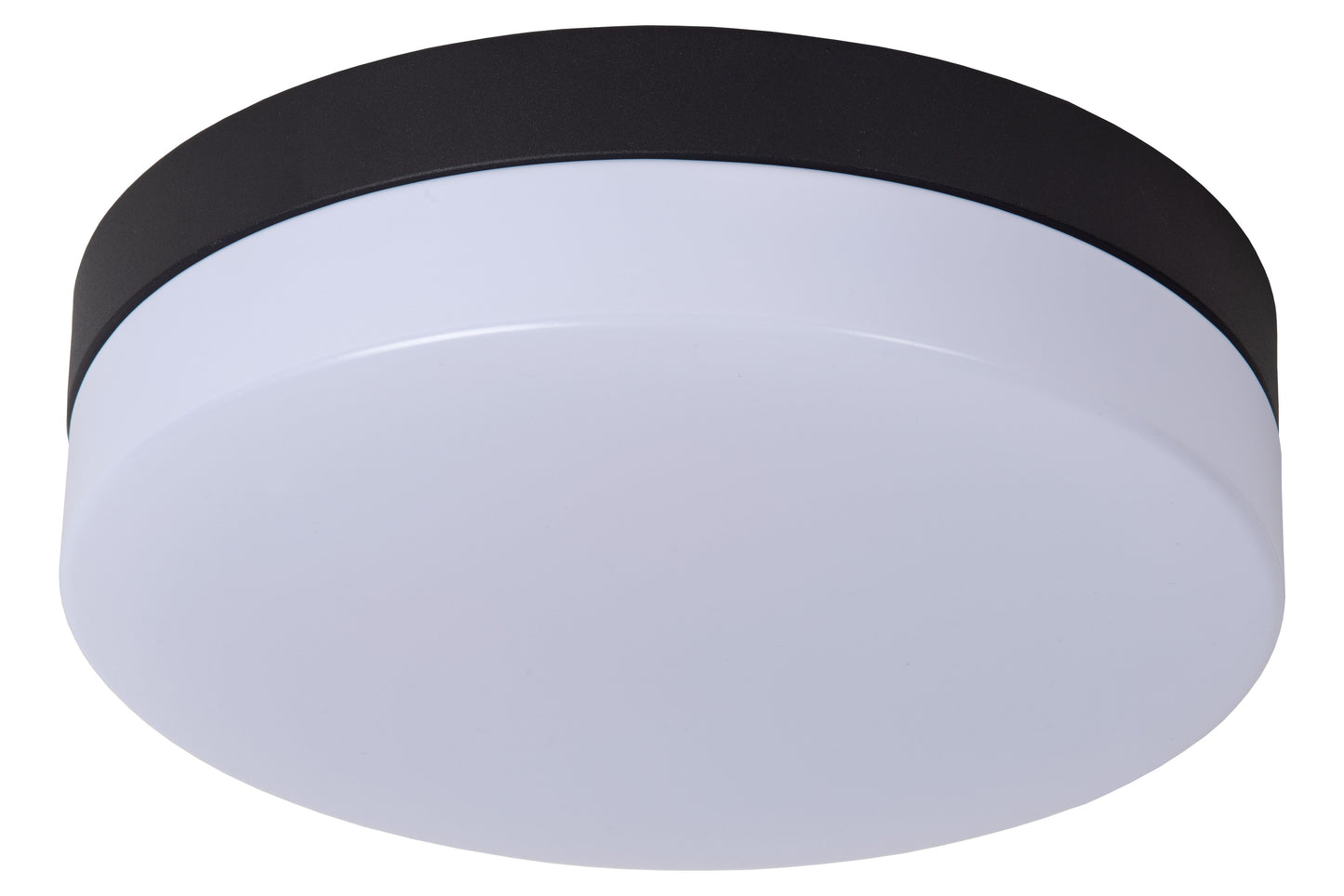 Lucide BISKIT - Flush ceiling light Bathroom - Ø 23 cm - LED - 1x12W 2700K - IP44 - Motion & Day/Night Sensor - Black