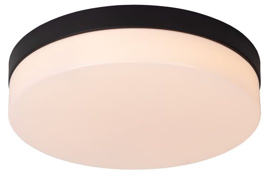 Lucide BISKIT - Flush ceiling light Bathroom - Ø 28 cm - LED - 1x18W 2700K - IP44 - Motion & Day/Night Sensor - Black