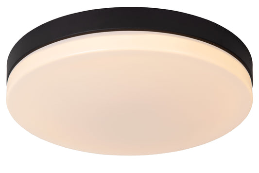 Lucide BISKIT - Flush ceiling light Bathroom - Ø 40 cm - LED - 1x36W 2700K - IP44 - Motion & Day/Night Sensor - Black