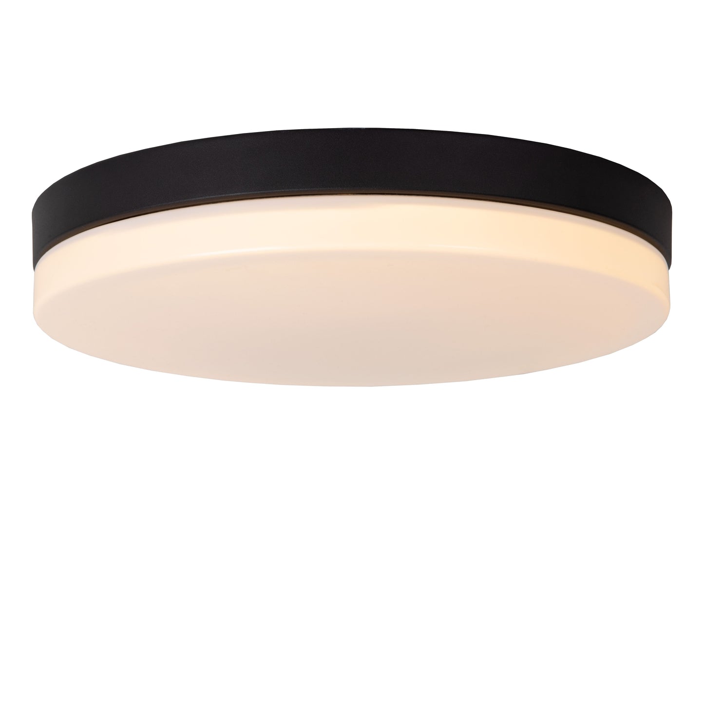 Lucide BISKIT - Flush ceiling light Bathroom - Ø 40 cm - LED - 1x36W 2700K - IP44 - Motion & Day/Night Sensor - Black