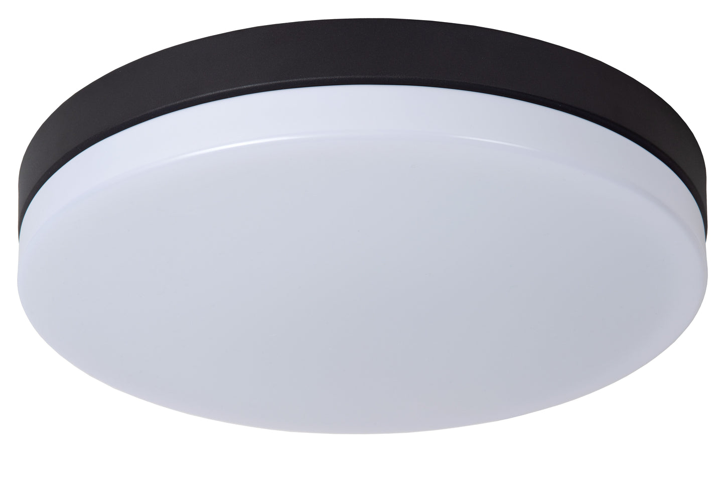 Lucide BISKIT - Flush ceiling light Bathroom - Ø 40 cm - LED - 1x36W 2700K - IP44 - Motion & Day/Night Sensor - Black