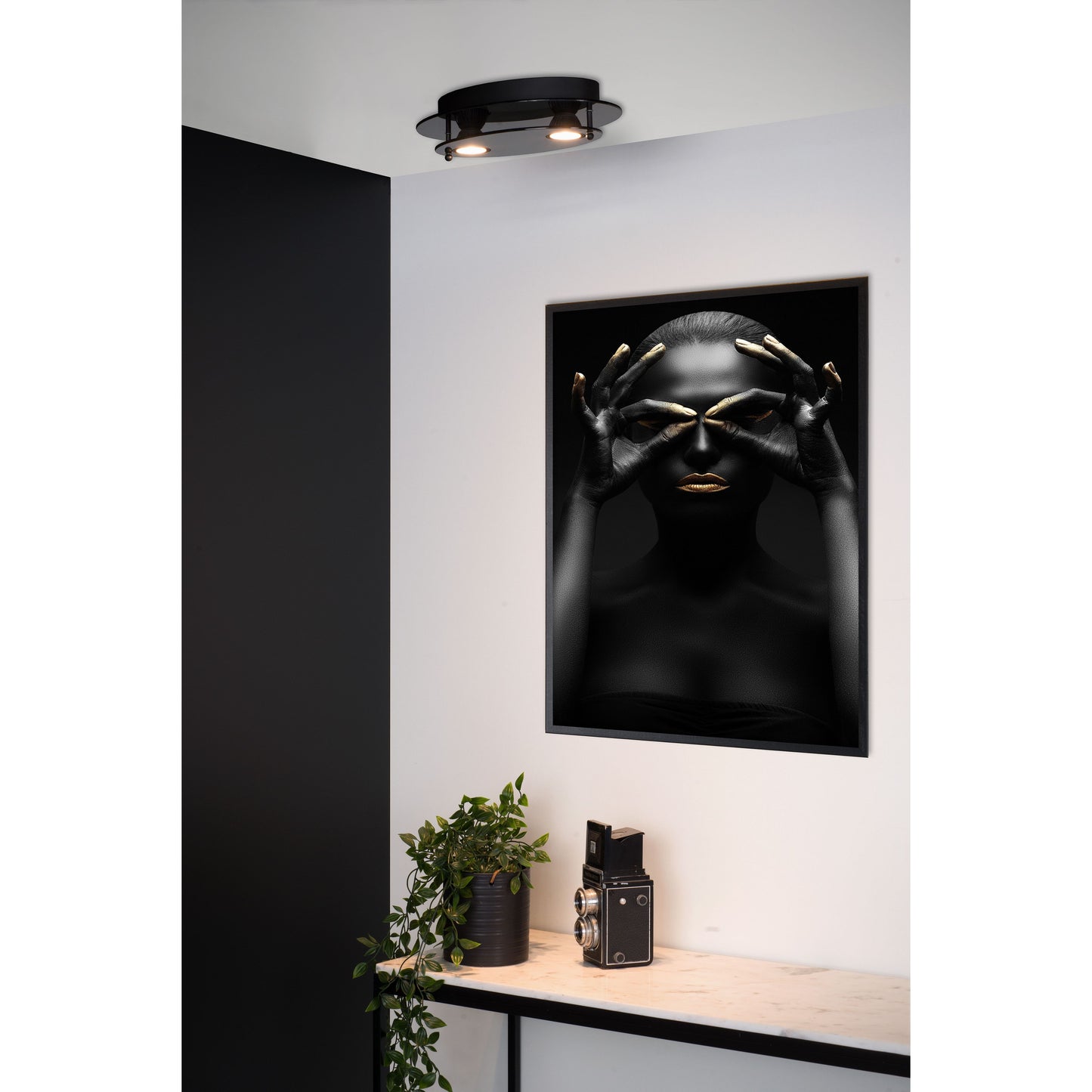 Lucide OKNO - Flush ceiling light - 2xGU10 - Black