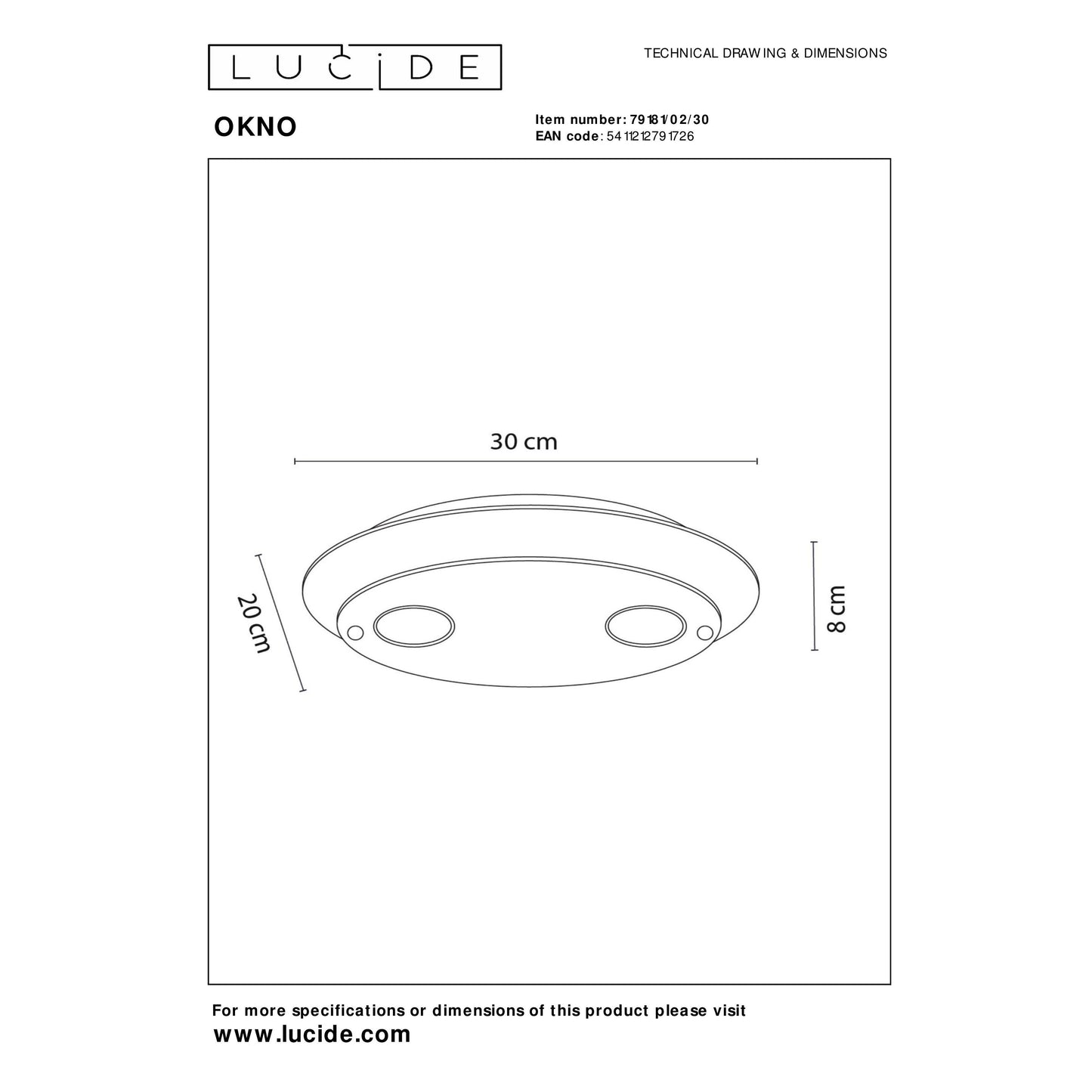 Lucide OKNO - Flush ceiling light - 2xGU10 - Black