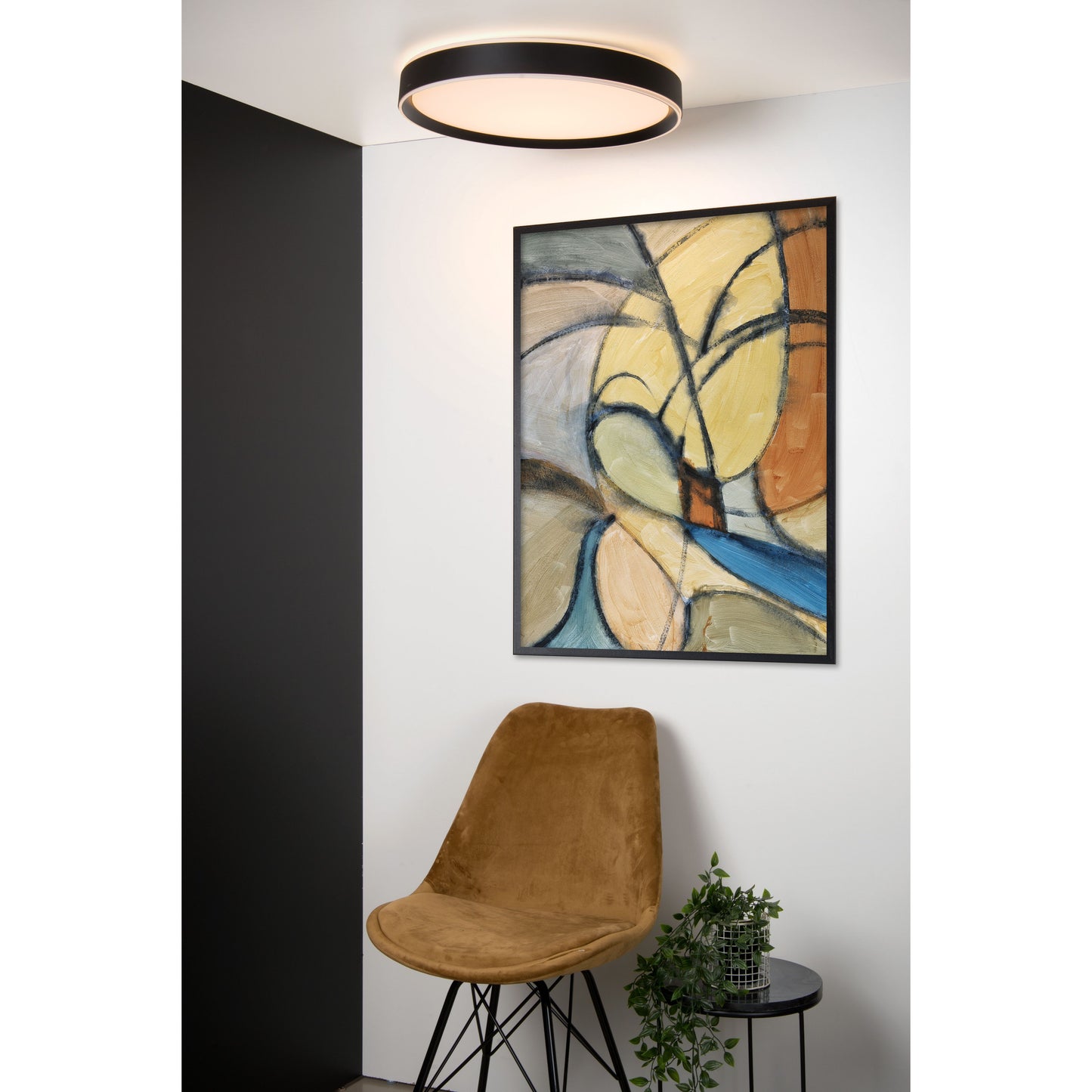 Lucide NURIA - Flush ceiling light - Ø 50 cm - LED Dim. - 1x36W 2700K - 3 StepDim - Black