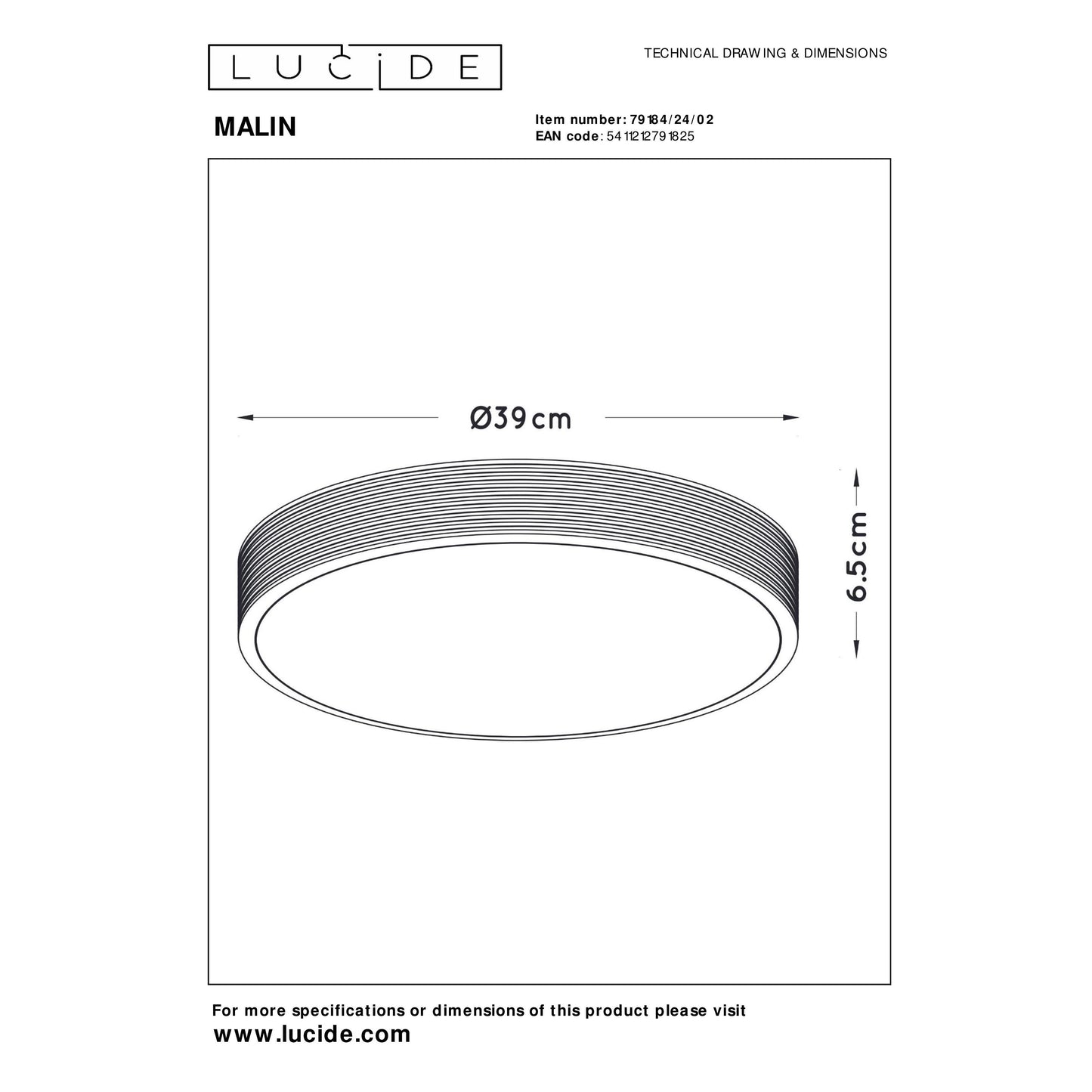 Lucide MALIN - Flush ceiling light - Ø 39 cm - LED Dim. - 1x24W 2700K - 3 StepDim - Matt Gold / Brass