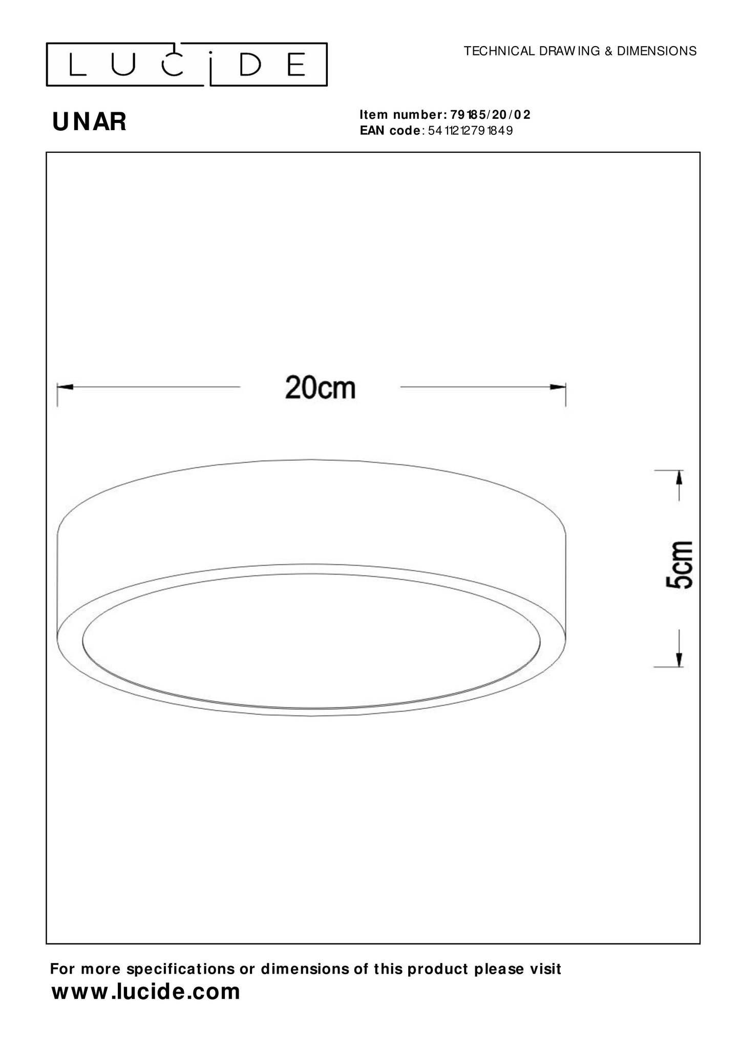 Lucide UNAR - Flush ceiling light - Ø 20 cm - LED Dim. - 1x12W 2700K - 3 StepDim - Matt Gold / Brass