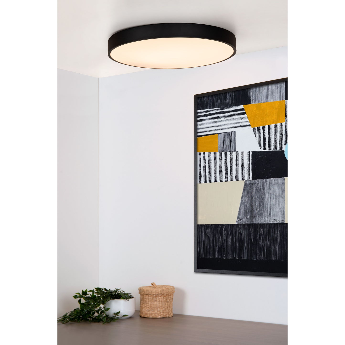 Lucide UNAR - Flush ceiling light - Ø 49,5 cm - LED Dim. - 1x36W 2700K - 3 StepDim - Black