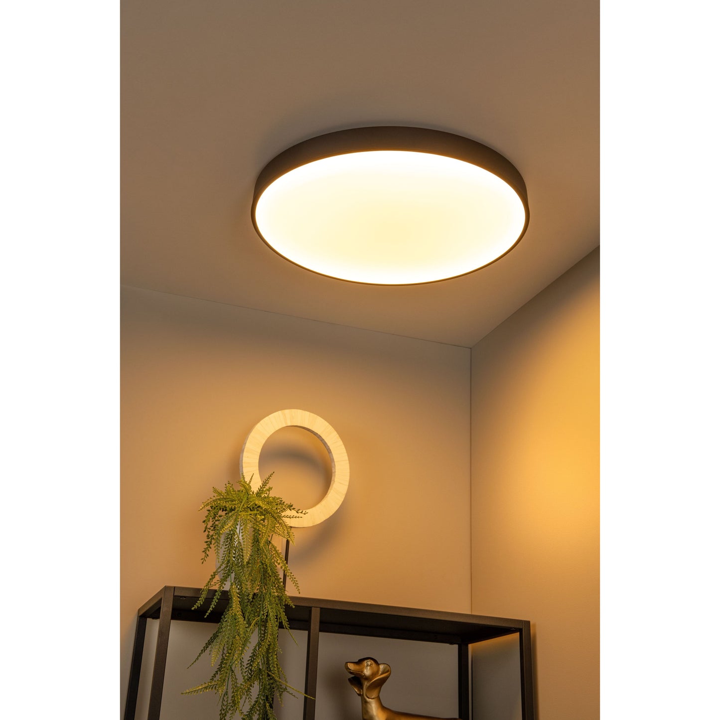 Lucide UNAR - Flush ceiling light - Ø 60 cm - LED Dim. - 1x60W 2700K - 3 StepDim - Black