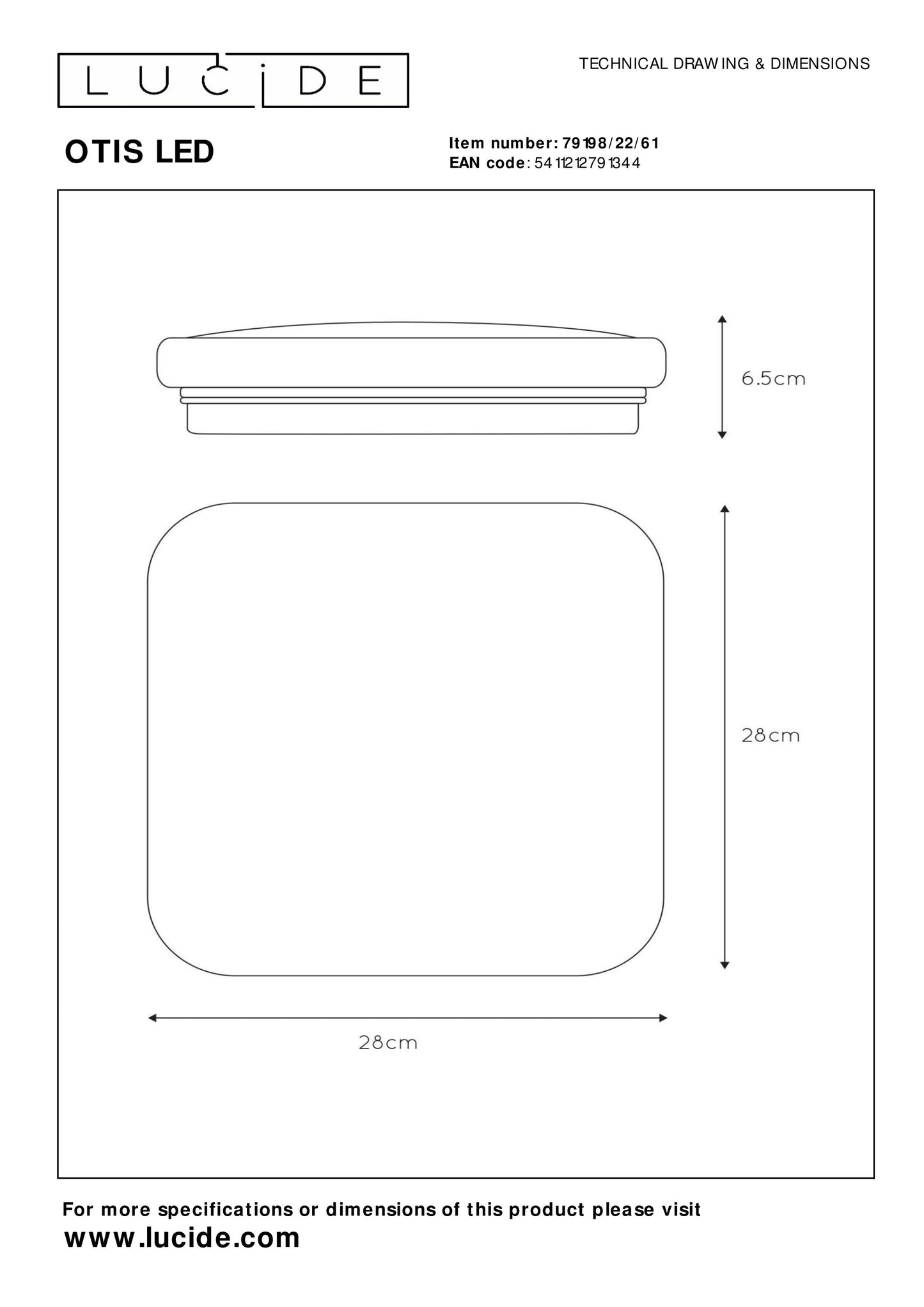 Lucide OTIS - Flush ceiling light - LED - 1x20W 3000K - Opal