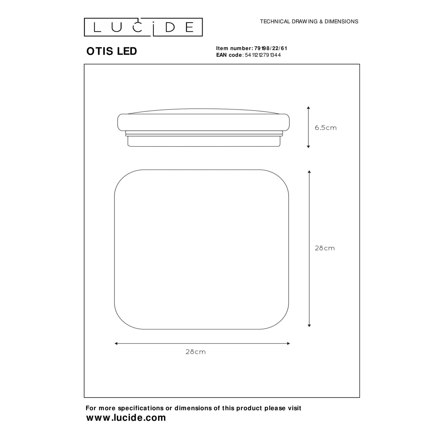 Lucide OTIS - Flush ceiling light - LED - 1x20W 3000K - Opal