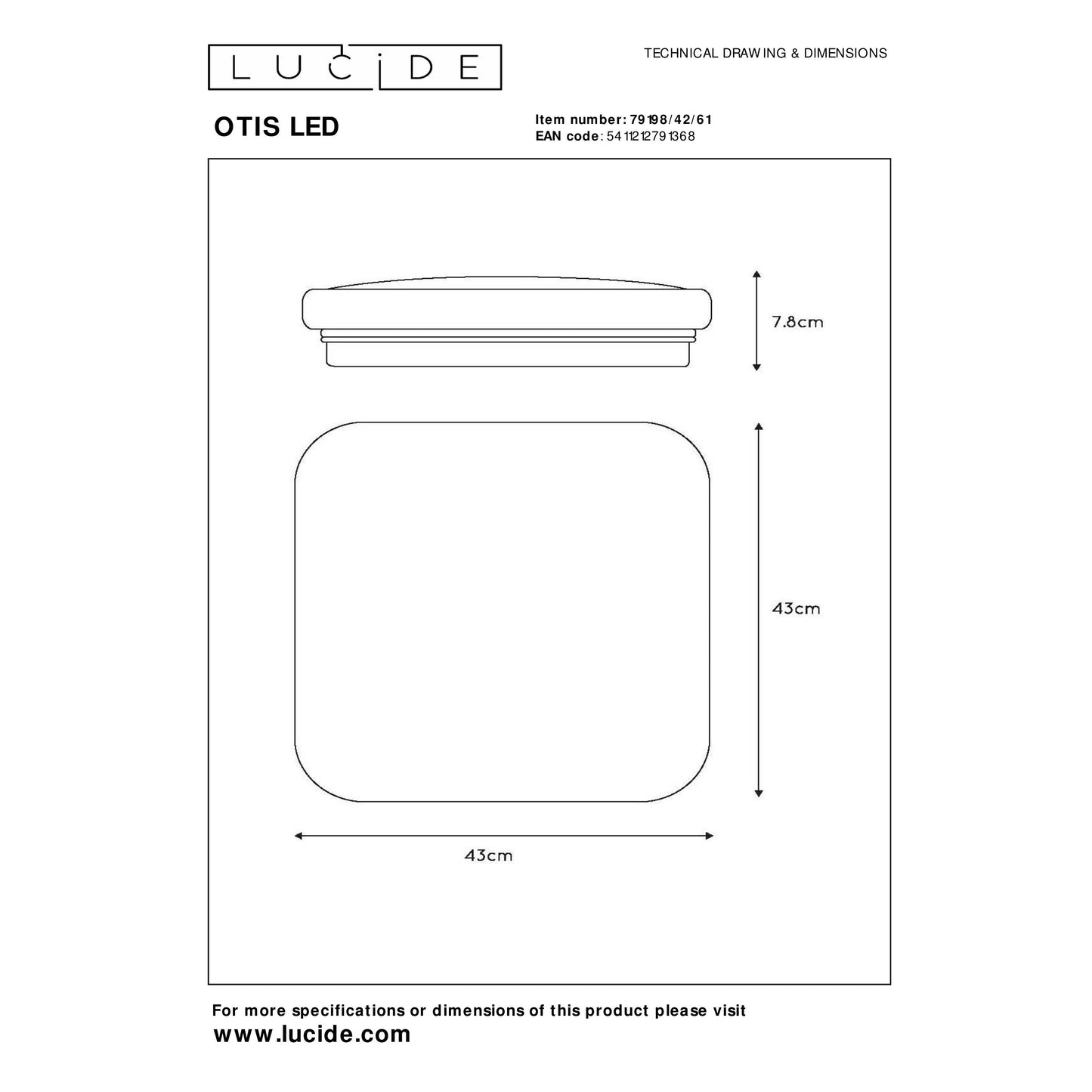 Lucide OTIS - Flush ceiling light - LED - 1x42W 3000K - Opal