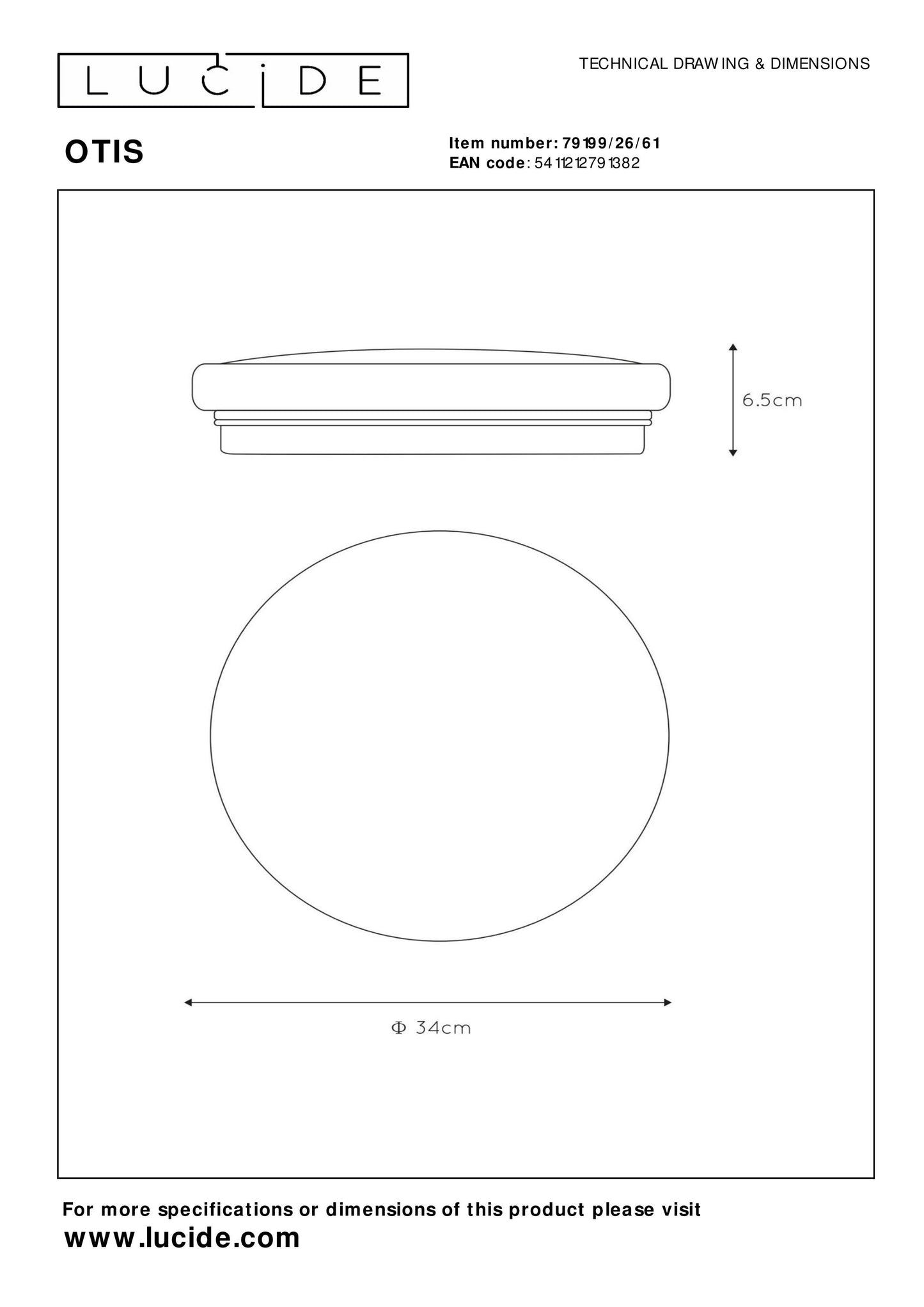 Lucide OTIS - Flush ceiling light - Ø 34 cm - LED - 1x24W 3000K - Opal