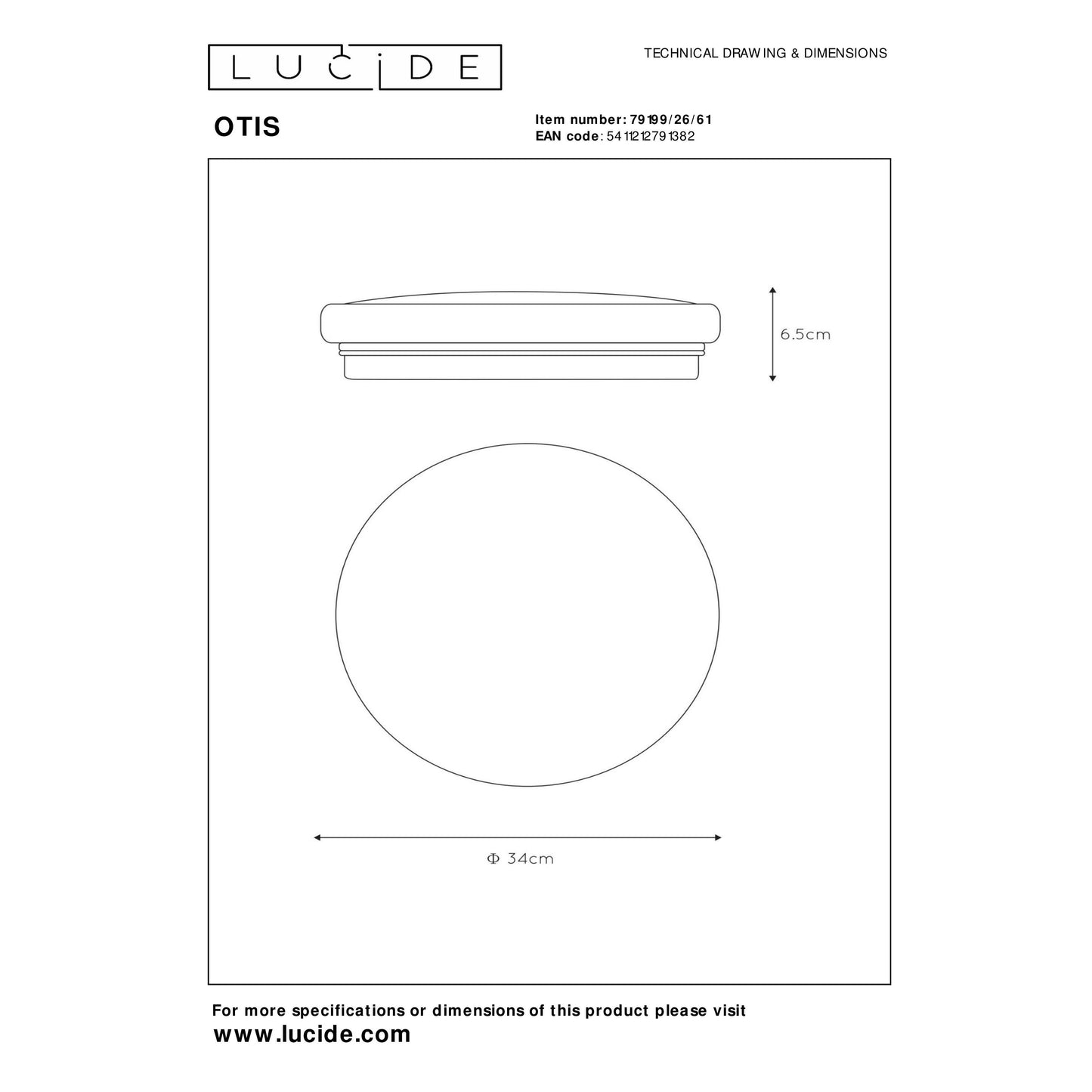 Lucide OTIS - Flush ceiling light - Ø 34 cm - LED - 1x24W 3000K - Opal