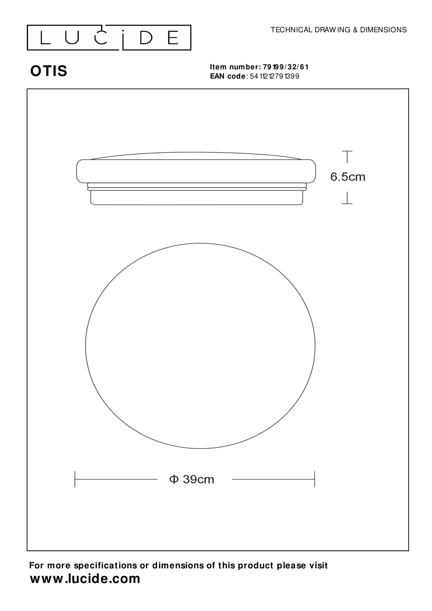 Lucide OTIS - Flush ceiling light - Ø 39 cm - LED - 1x32W 3000K - Opal