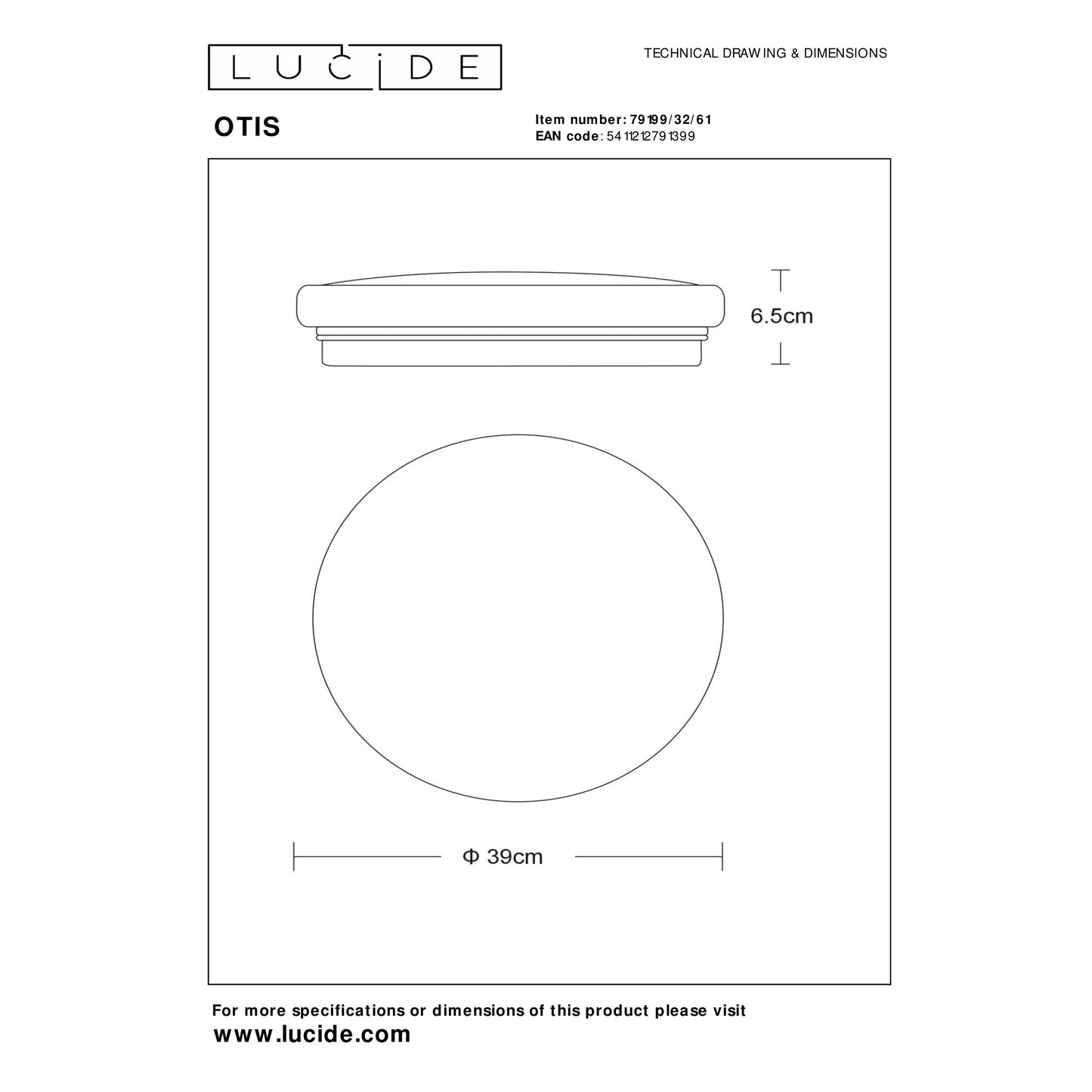 Lucide OTIS - Flush ceiling light - Ø 39 cm - LED - 1x32W 3000K - Opal