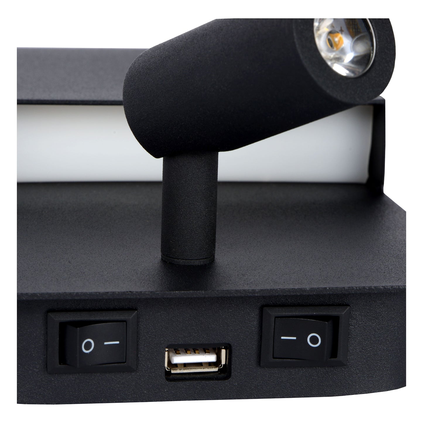 Lucide BOXER - Bedside lamp / Wall light - LED - 3000K - With USB charging point - Black