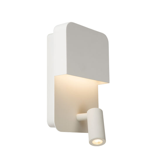 Lucide BOXER - Bedside lamp / Wall light - LED - 3000K - With USB charging point - White
