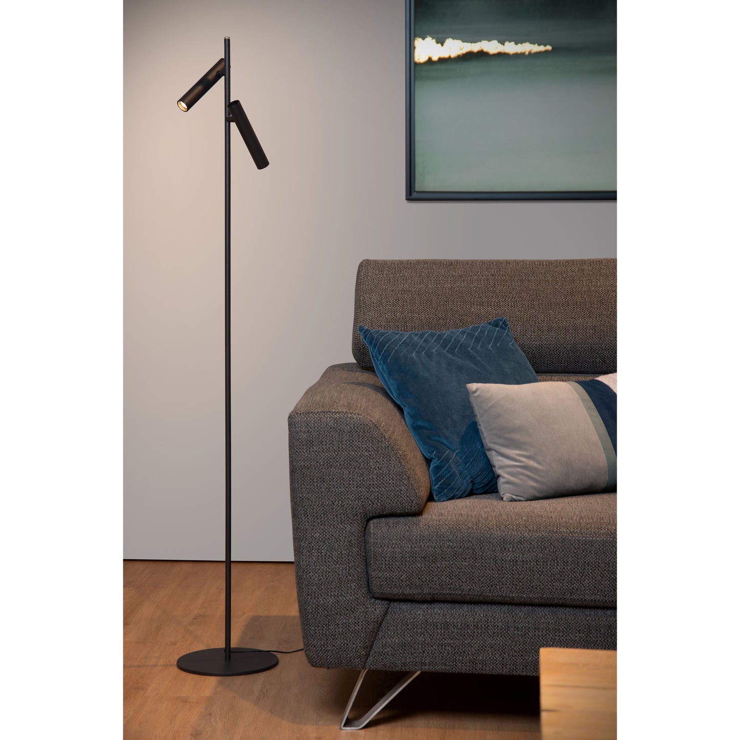 Lucide PHILON - Floor reading lamp - Ø 23 cm - LED Dim. - 2x4,5W 3000K - Black