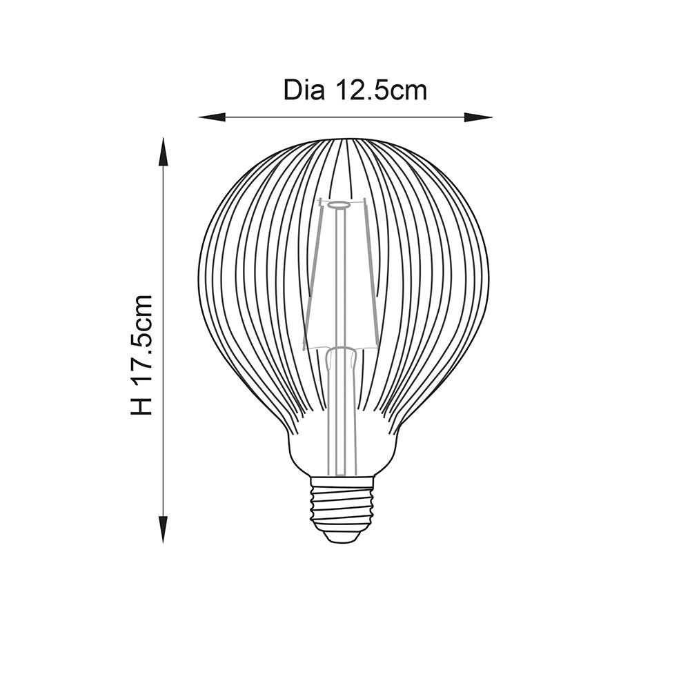 Ribb E27 LED filament 125mm dia