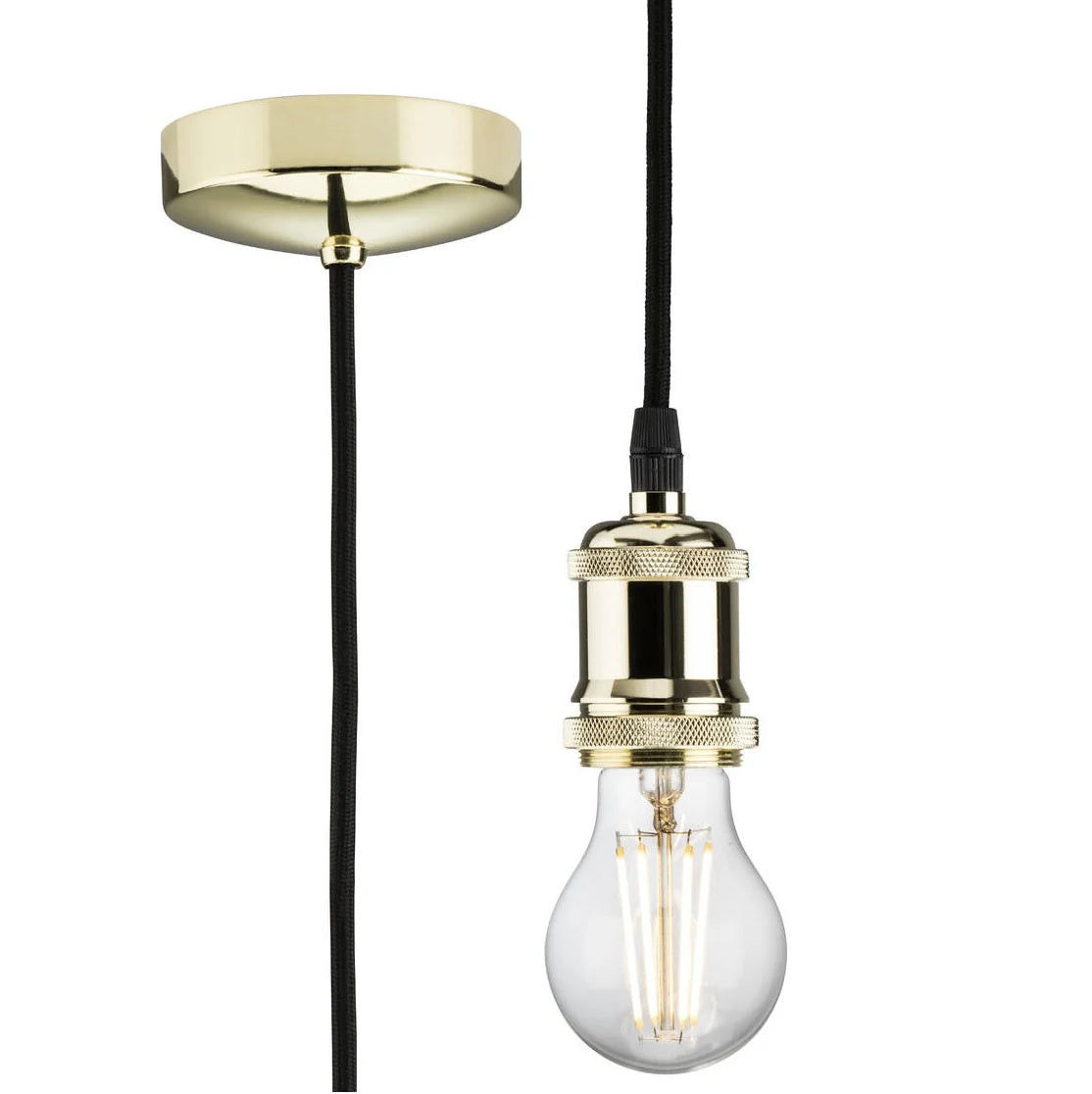 1.8m E27 Vintage Pendant Set - Polished Brass - 8271LPB