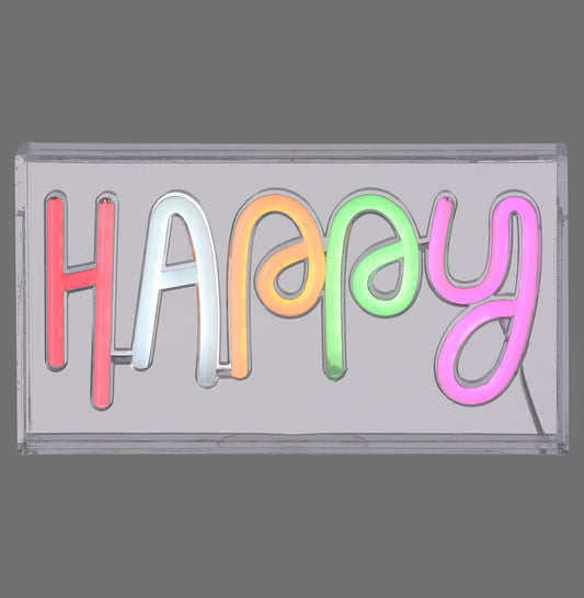 Neon-Happy - Neon-Led-Picture - Multi-Coloured - By Just Light - (85027-70)