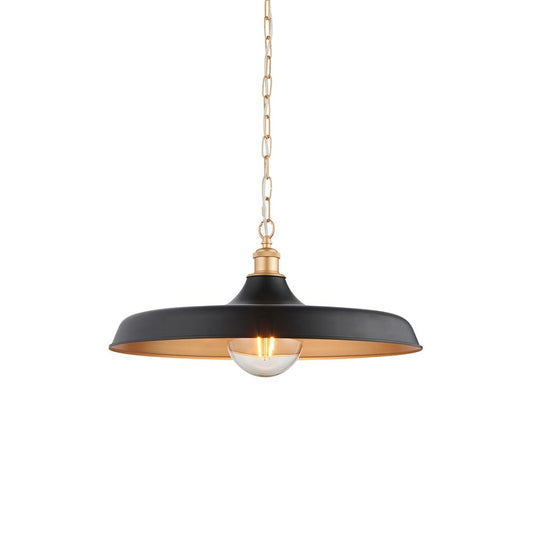 Matt black and satin gold mid century pendant