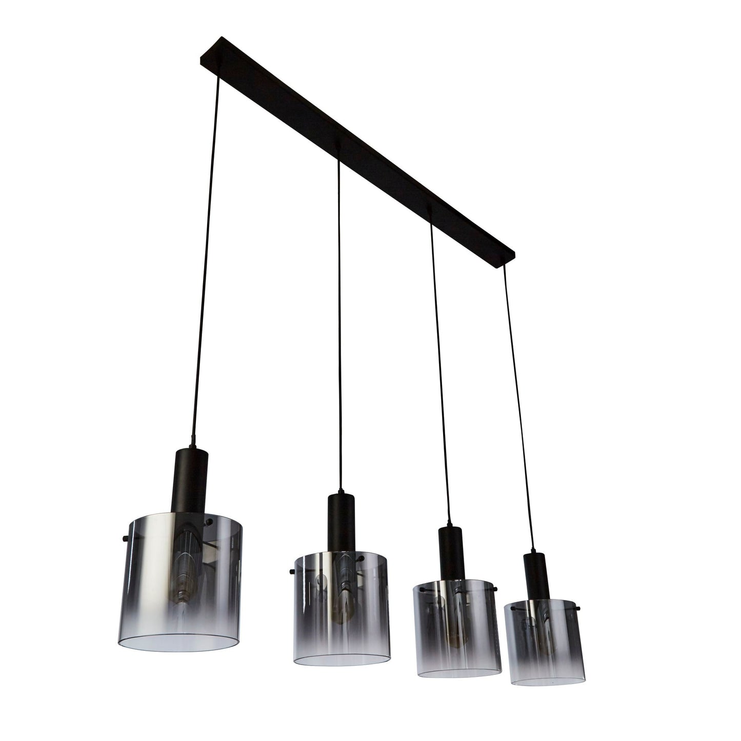 Sweden 4Lt Bar Pendant - Black Metal & Smoked Ombre Glass