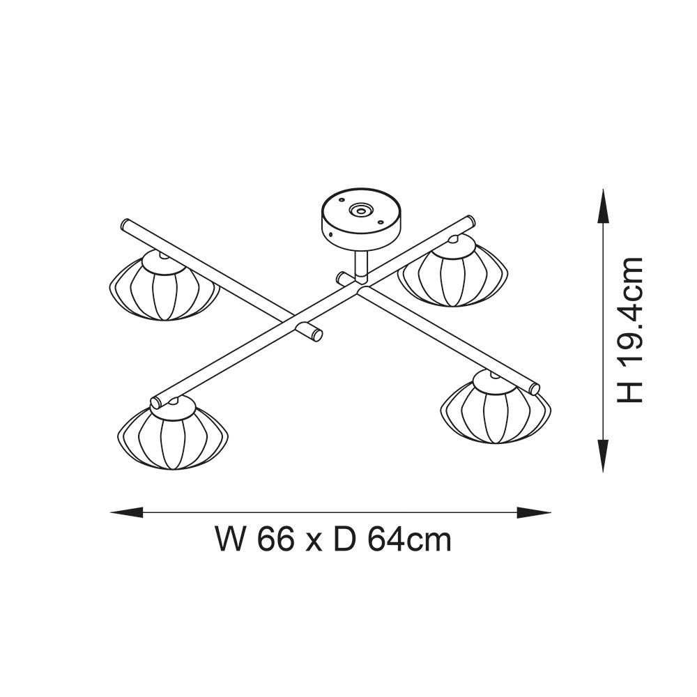 Mobias 4Lt Semi Flush - Satin Brass