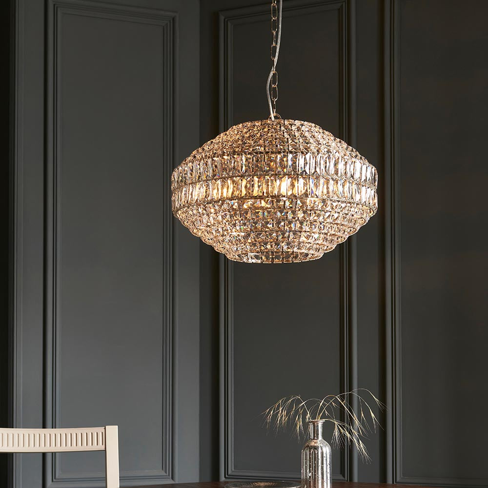 Beatrice 5Lt Pendant - Chrome/Crystal