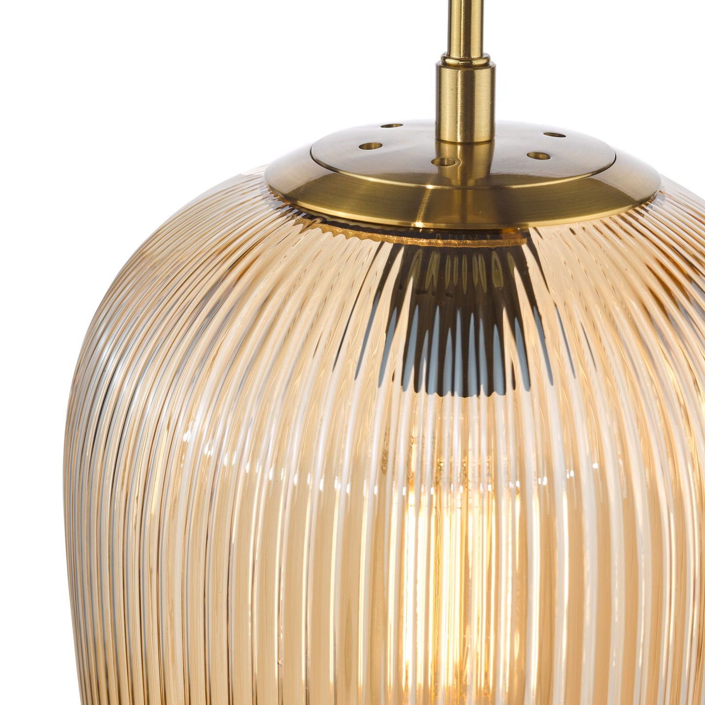 Abrielle Pendant Brushed Bronze and Amber Ribbed Glass