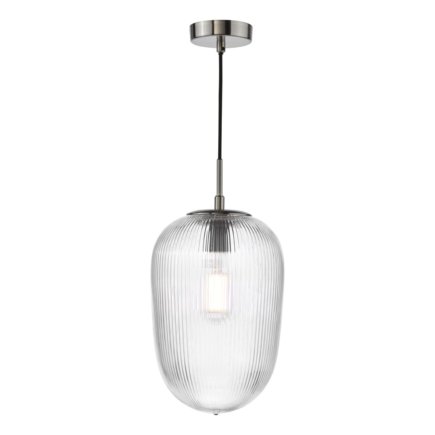 Abrielle Pendant Polished Nickel and Ribbed Glass