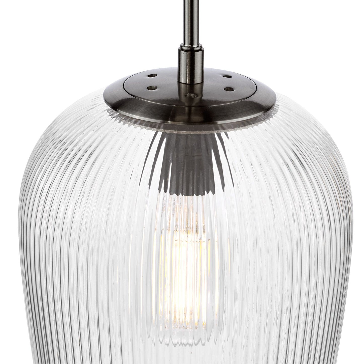 Abrielle Pendant Polished Nickel and Ribbed Glass