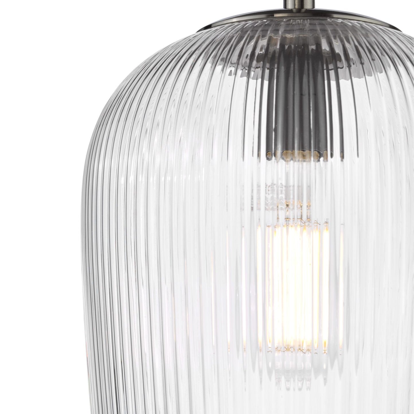 Abrielle Pendant Polished Nickel and Ribbed Glass