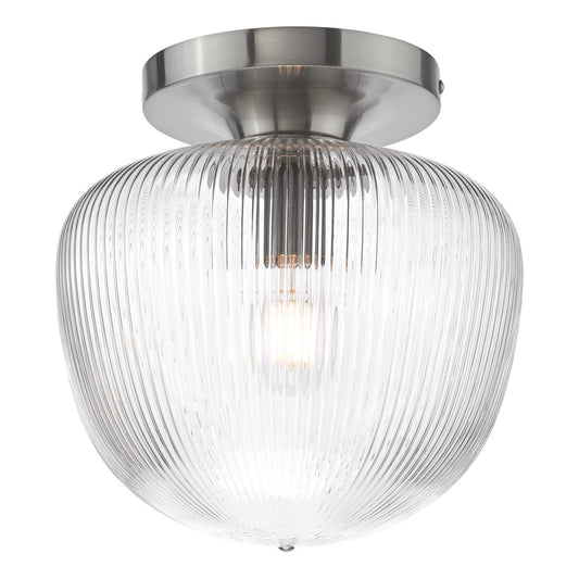 Abrielle Flush Polished Nickel and Ribbed Glass