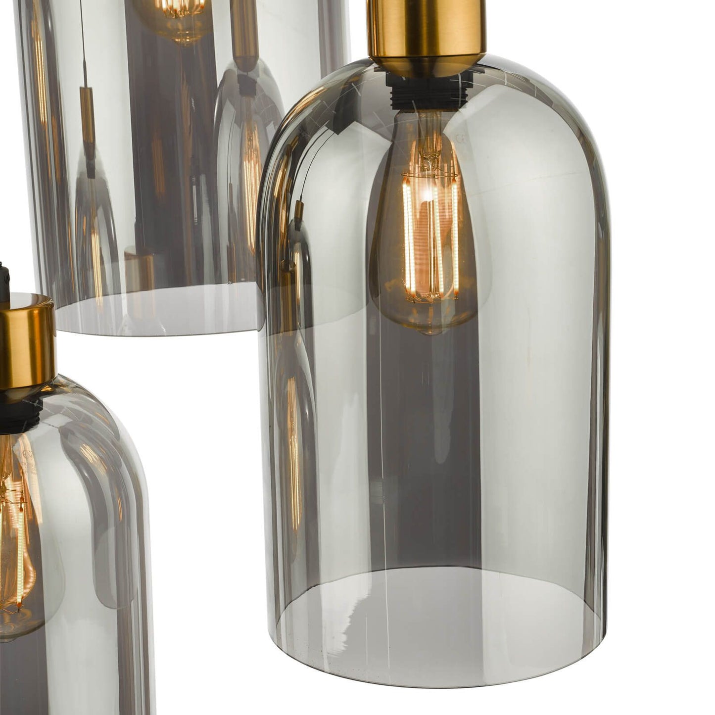 Alma 6 Light Bar Pendant Matt Black & Brass with Smoked Glass