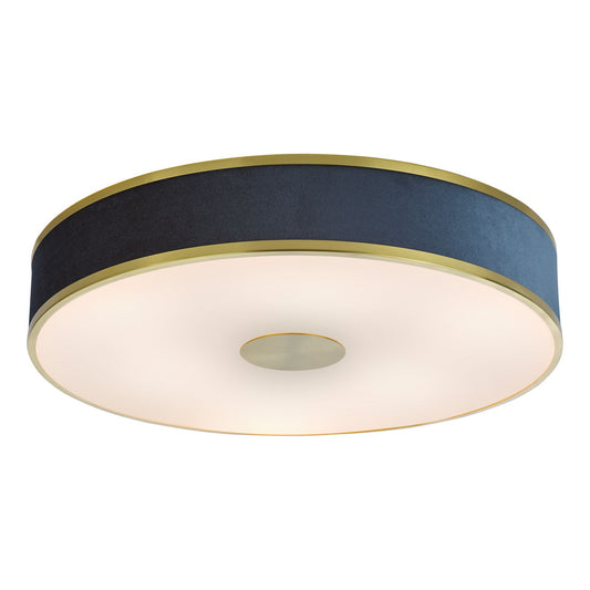 Alvaro 6 Light Flush Brushed Brass With Blue shade