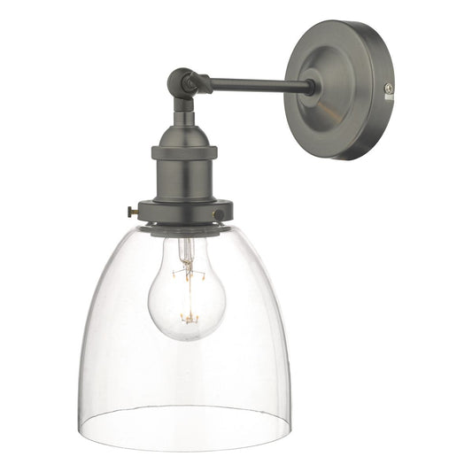 Arvin Industrial Wall Light Antique Chrome with Clear Glass Shade