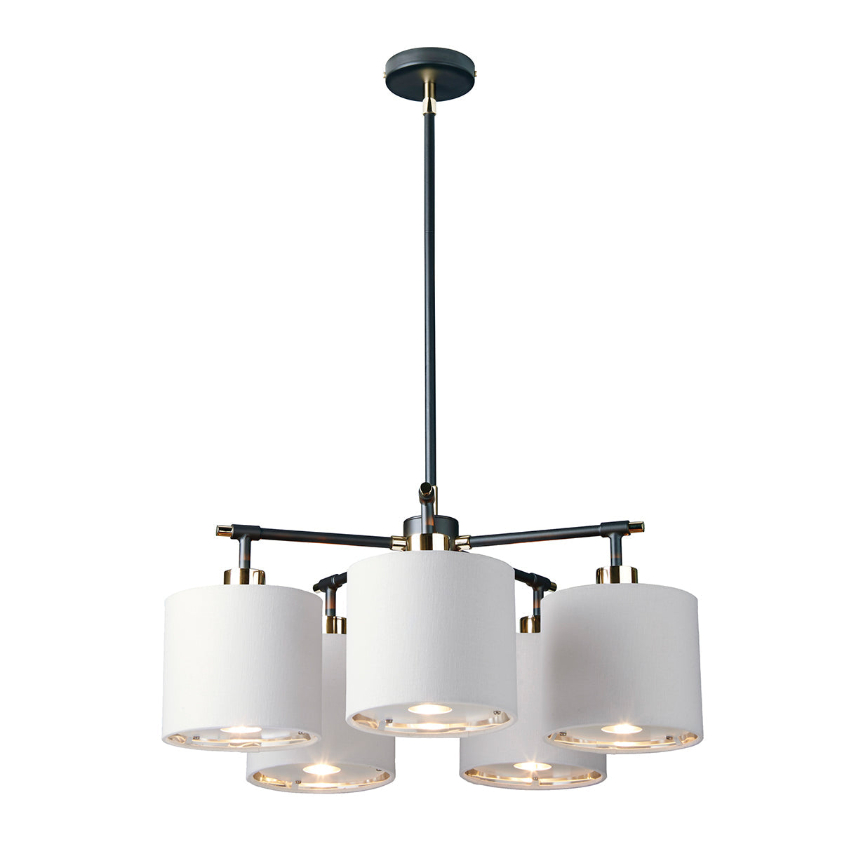 Balance 5 Light Chandelier – Black, Polished Nickel