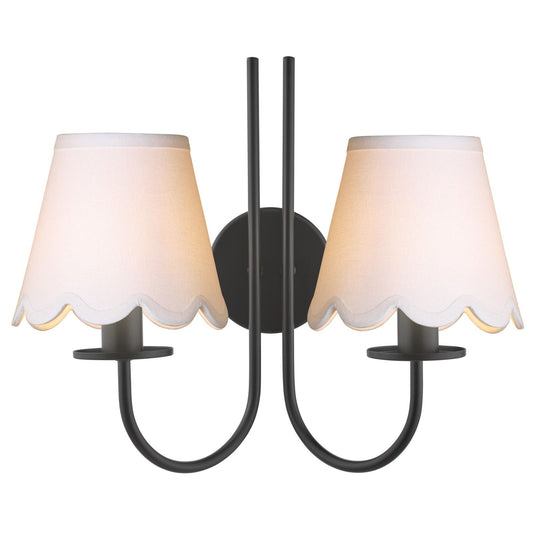 Becca 2 Light Wall Light Matt Black With Shade