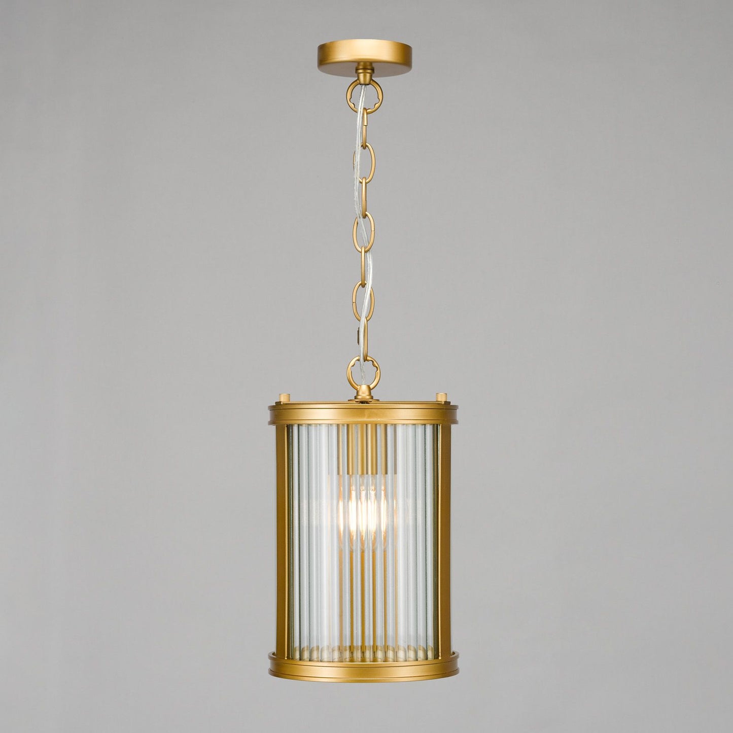 Bianka Pendant Bronze and Ribbed Glass