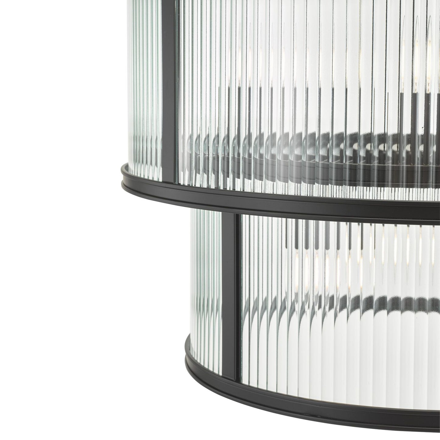 Bianka 6 Light Pendant Matt Black and Ribbed Glass