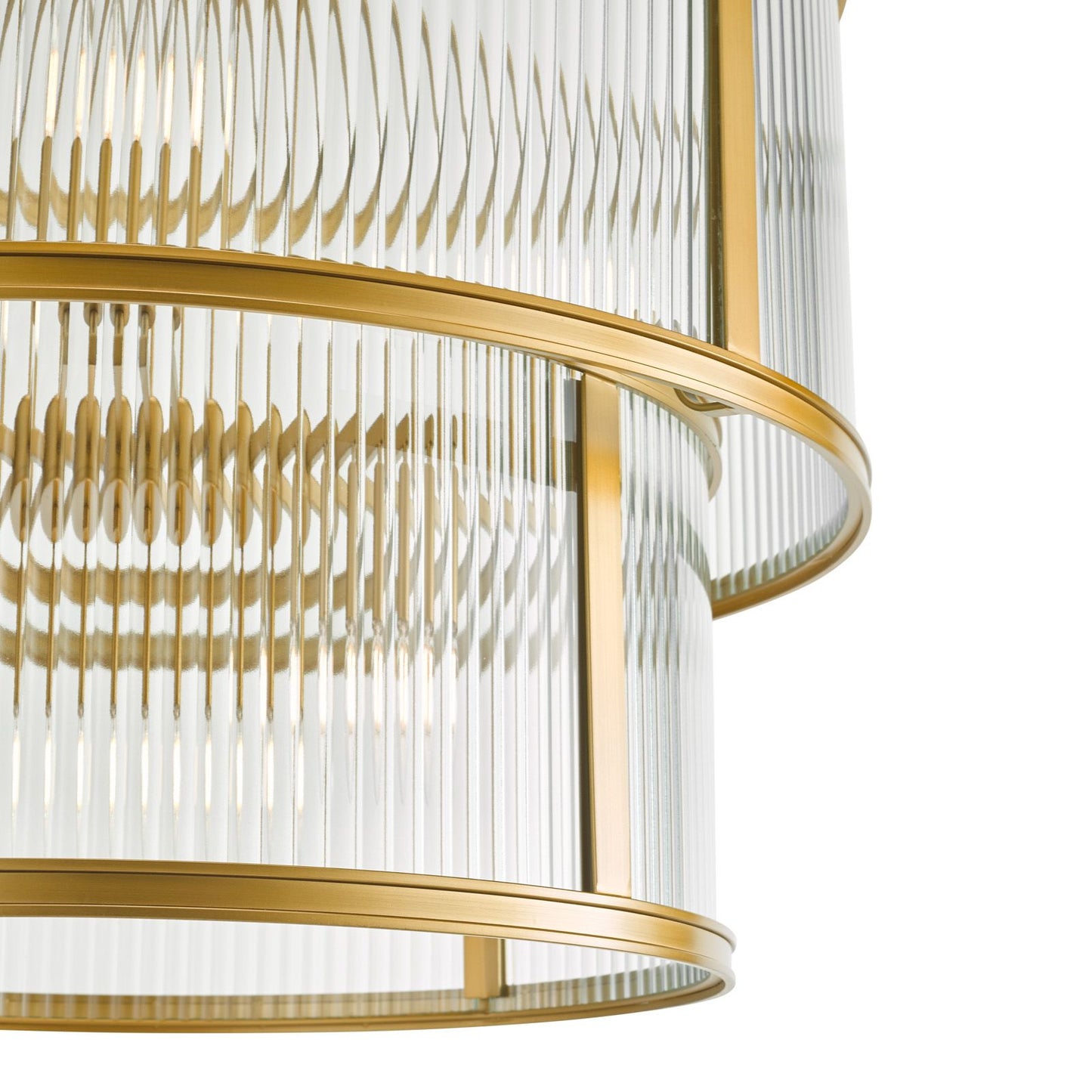 Bianka 6 Light Pendant Bronze and Ribbed Glass