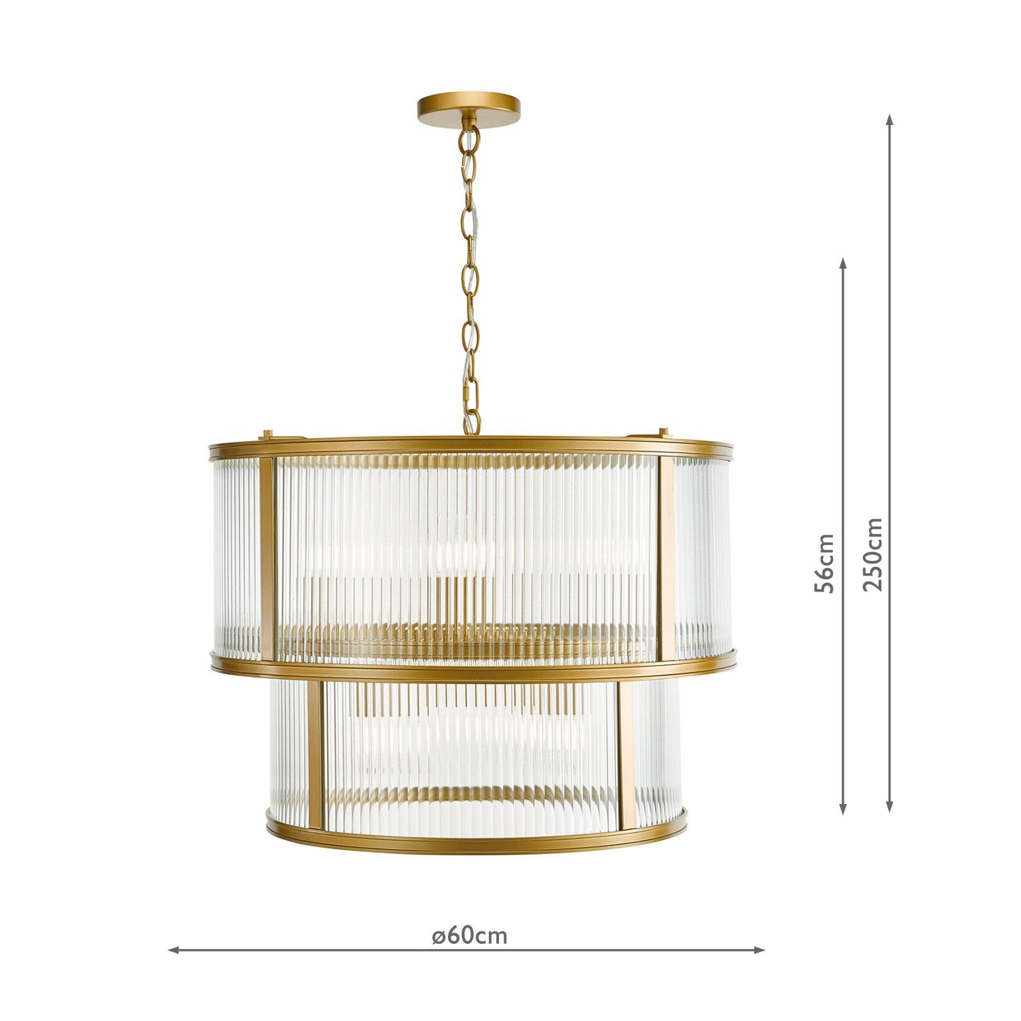 Bianka 6 Light Pendant Bronze and Ribbed Glass