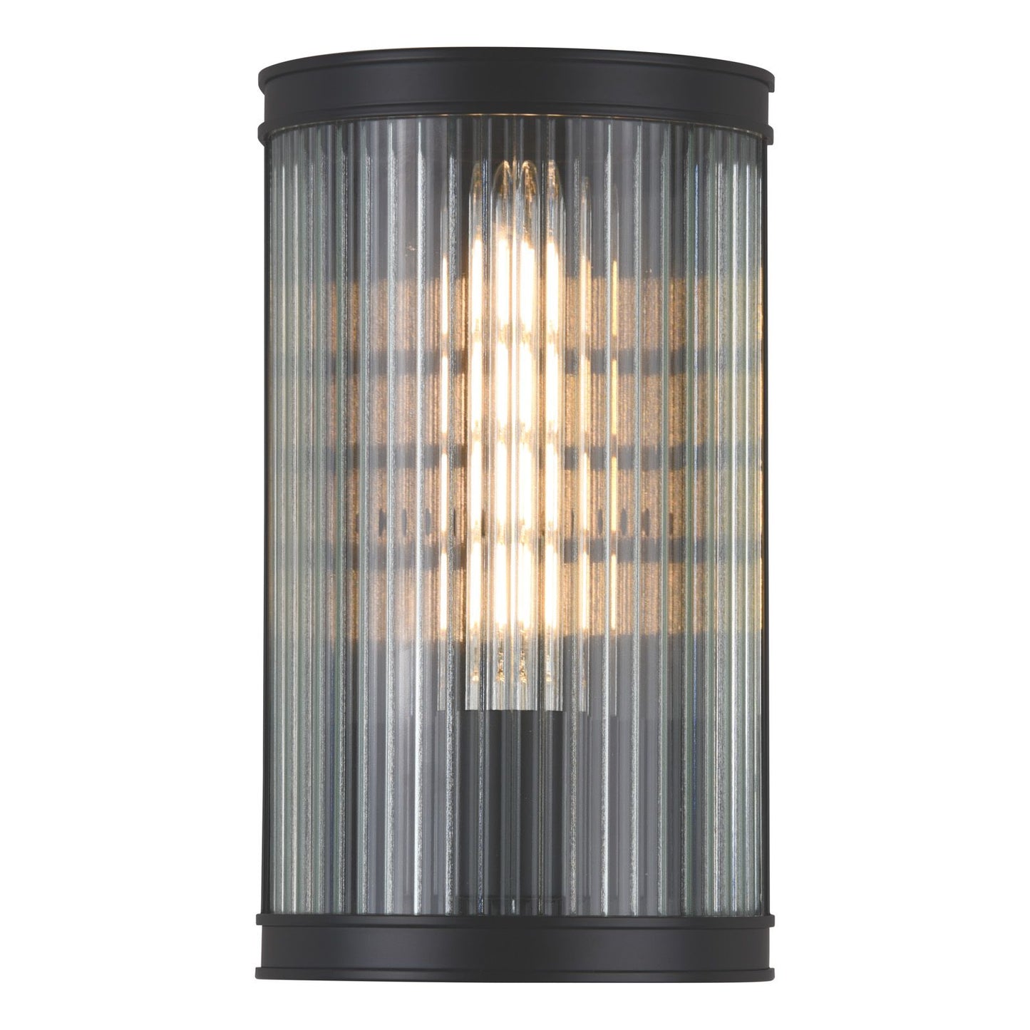 Bianka Wall Light Matt Black and Ribbed Glass