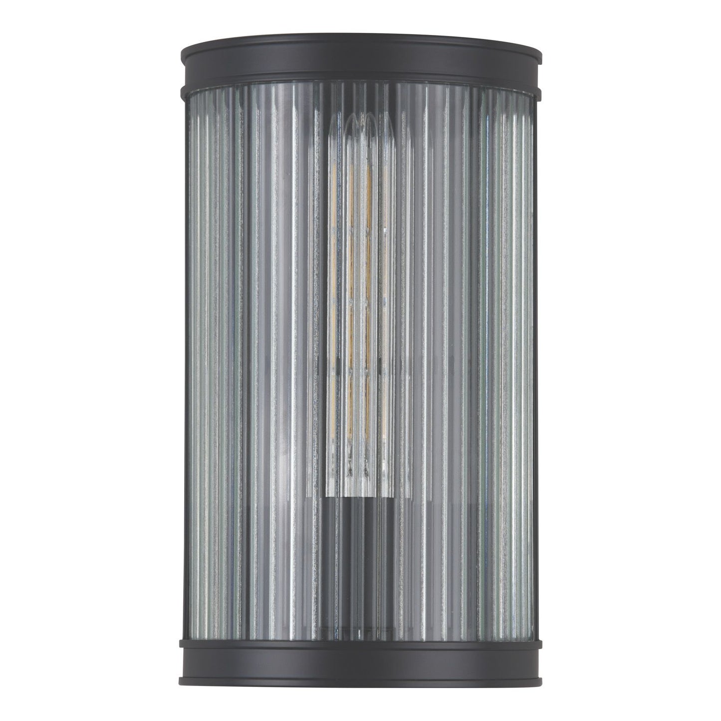 Bianka Wall Light Matt Black and Ribbed Glass