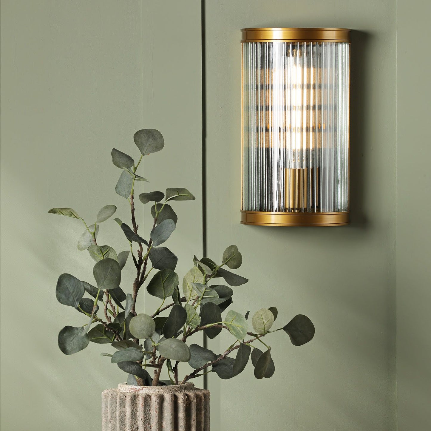 Bianka Wall Light Bronze and Ribbed Glass